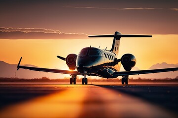Affluent individuals opt for private air travel, indulging in the luxury of exclusive jet accommodations for their transportation needs. Ai generated. - obrazy, fototapety, plakaty