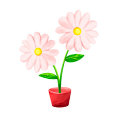 pink gerber flower in a pot