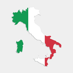 italy map with flag on gray background
