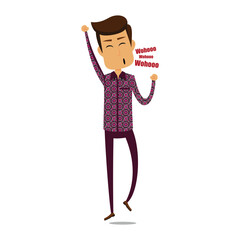 cartoon man wearing batik shirt 3