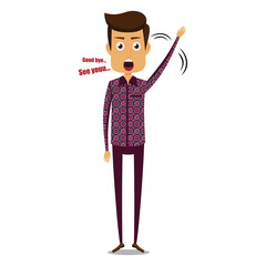 cartoon man wearing batik shirt 2