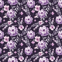 Flower garden seamless patterns with brush stroke style