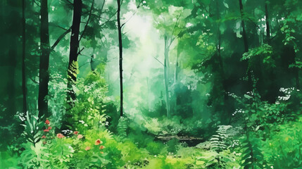 Fototapeta premium Watercolor forest.