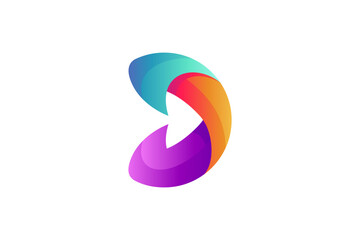 arrow and D letter logo design 3D with colorful gradient