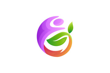 Fototapeta premium natural healthy people care creative logo concept