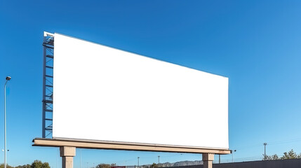 Fototapeta premium Blank billboard against blue sky, by ai generative