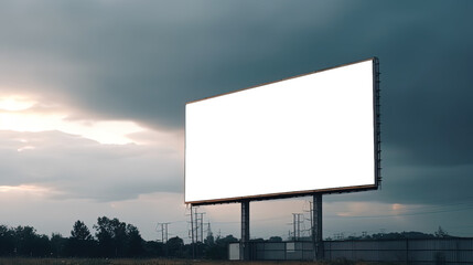 Fototapeta premium billboard blank for outdoor advertising poster or blank billboard at cloudy sky time for advertisement. street light by ai generative 