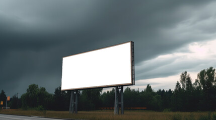 billboard blank for outdoor advertising poster or blank billboard at cloudy sky time for advertisement. street light by ai generative 