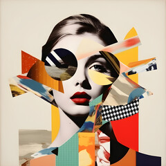 abstract modern art portrait of a beautiful yougn women