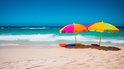 beach umbrella on the beach in summer