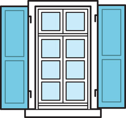 White frame window and shutters flat icon vector image.