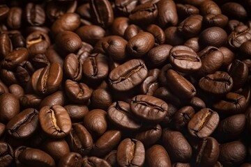 Texture of coffee beans. Roasted coffee beans background