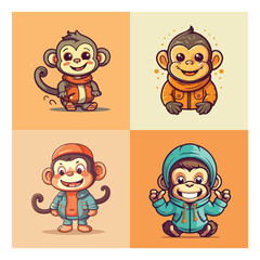 Cheerful monkey mascot character for childcare center.