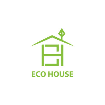 Eco house logo design simple templates