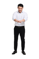 Fototapeta premium Businessman in formal clothes posing on white background