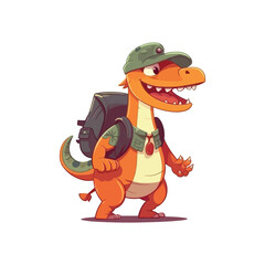 Friendly dinosaur mascot character for kids amusement park.