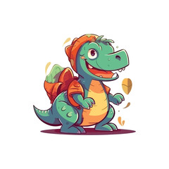 Friendly dinosaur mascot character for kids amusement park.