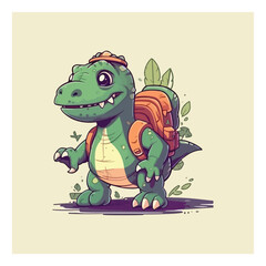 Friendly dinosaur mascot character for kids amusement park.