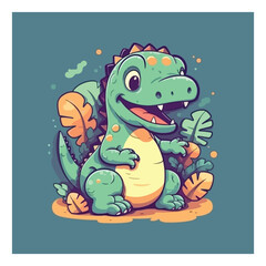 Friendly dinosaur mascot character for kids amusement park.