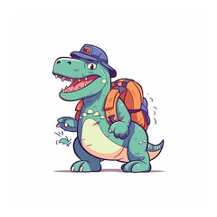 Friendly dinosaur mascot character for kids amusement park.