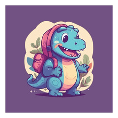 Friendly dinosaur mascot character for kids amusement park.