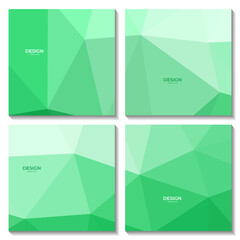 squares template with abstract triangles green background. vector illustration.