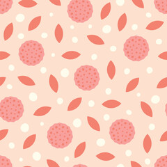 Pastel Pink Abstract Spot Leaves Seamless Vector Repeat Pattern