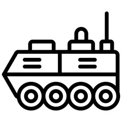 amphibious vehicle icon illustration design with outline