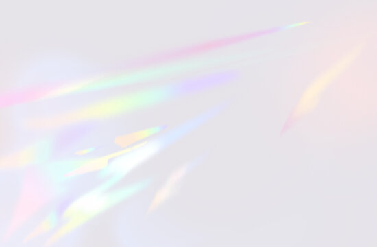 Rainbow pastel colors on white background. Light refraction effect