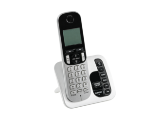 Old cordless landline telephone and answering machine.  Isolated with cut out background.