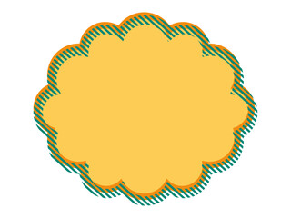 ストライプ柄の影付き雲形ふきだし