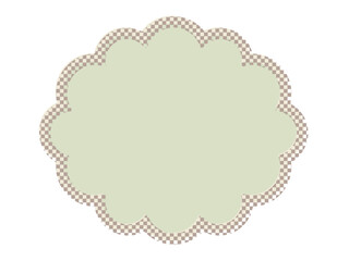 チェック柄の影付き雲形ふきだし