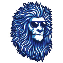 Obraz premium Lion blue fur wearing eyeglasses vector illustration