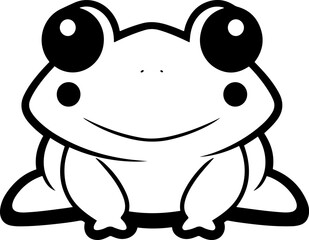 Frog vector illustration. Black and white Frog coloring book or page for children