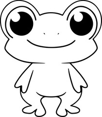 Frog vector illustration. Black and white Frog coloring book or page for children