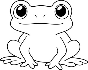 Frog vector illustration. Black and white Frog coloring book or page for children