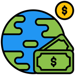 economic outline color icon