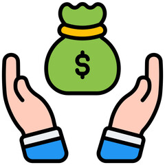 hands outline color icon