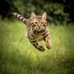 Naklejka na ściany i meble Untamed Majesty: Bengal Cat's Hunting Adventure