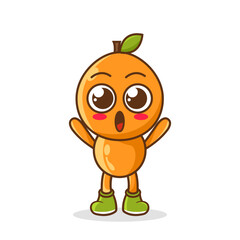 Orange fruit raise your hands up. Illustration of a cute orange character who is pleased with both hands raised