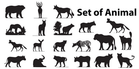 Silhouettes of animals vector illustration collection.