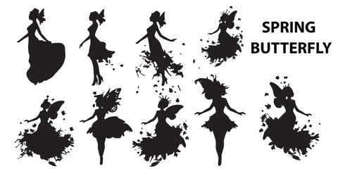 Silhouettes of a dancing girl vector design.