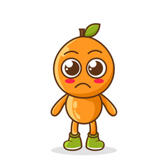sad emoji orange character, fruit character vector. orange character illustration