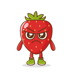 Angry. fruit character vector. strawberry character illustration, Cute strawberry character with angry expression vector illustration.