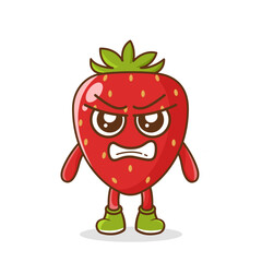 cute strawberry character with angry expression, mouth wide open. suitable for emoticon, logo, mascot, sticker