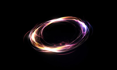 Glow swirl light effect. Circular lens flare. Abstract rotational lines on transparent background	