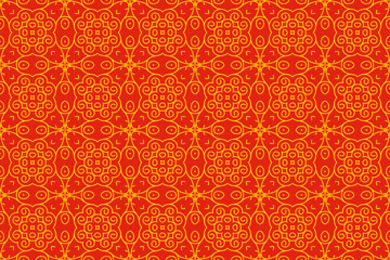 Seamless red pattern with line, curve and circle, background. Ethnic motifs background