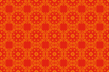 Seamless red pattern with line, curve and circle, background. Ethnic motifs background