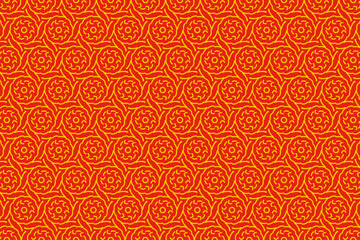 Seamless red pattern with line, curve and circle, background. Ethnic motifs background