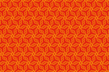Chinese seamless pattern texture background. Seamless floral lines pattern background in asian oriental style. Geometric creative abstract red and gold pattern background print. 